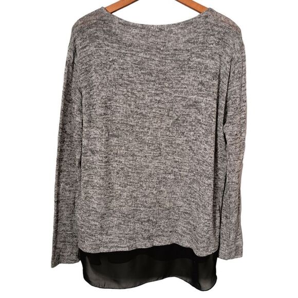 Kut From The Kloth Top S Knit Layered Textured Sweater Heathered Black Gray - Picture 7 of 14